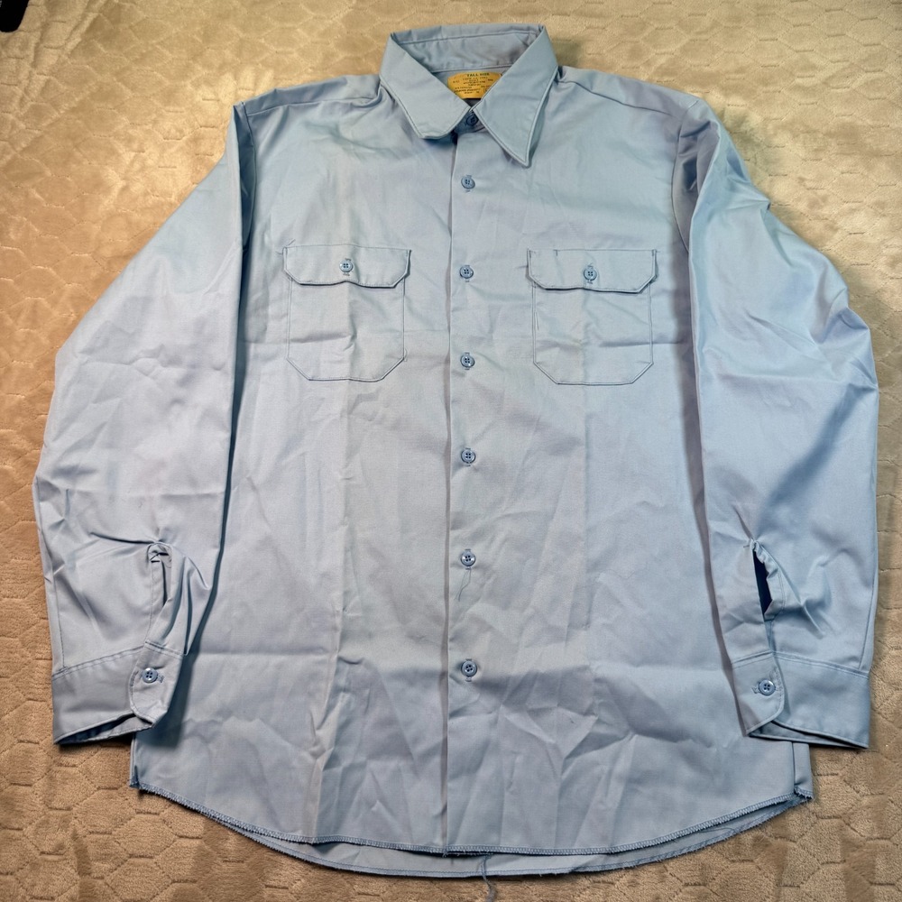 VTG‎ 70s Sears Perma-Prest Shirt Mens Sz Large Tall DS Deadstock See Pics Blue
